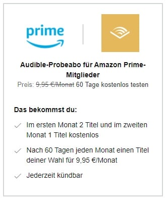 Audible mit Amazon Prime kostenlos testen