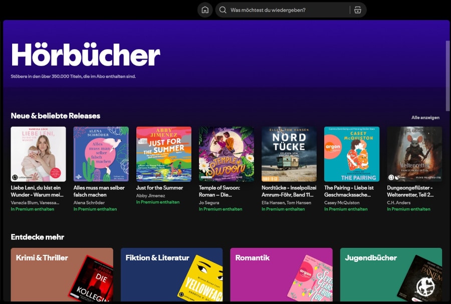 Hörbücher kostenlos bei Spotify hören mit Probemonat