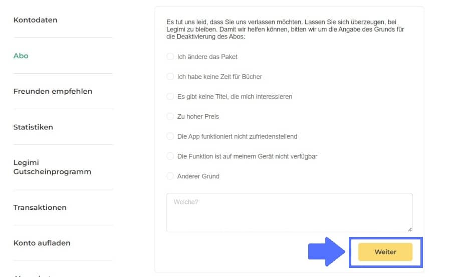 Legimi Probeabo kündigen Schritt-für-Schritt Anleitung 2